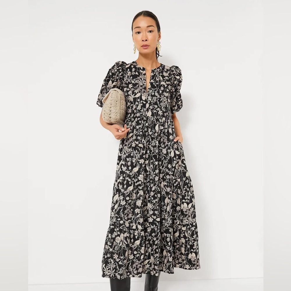 Tuckernuck Hyacinth House Cisco Black and Cream Floral Dress. NWT XXS